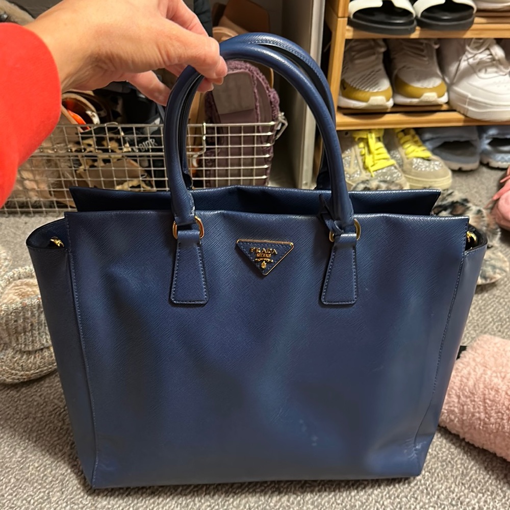 Prada Saffiano Cuir Double Bag in blue